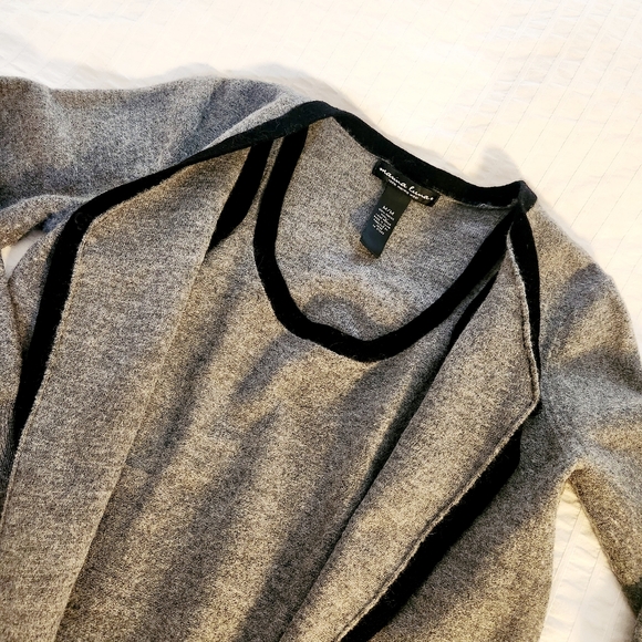 Marina Luna | Grey Black Cardigan Sweater Tank Set 100% Merino Wool - Picture 3 of 6